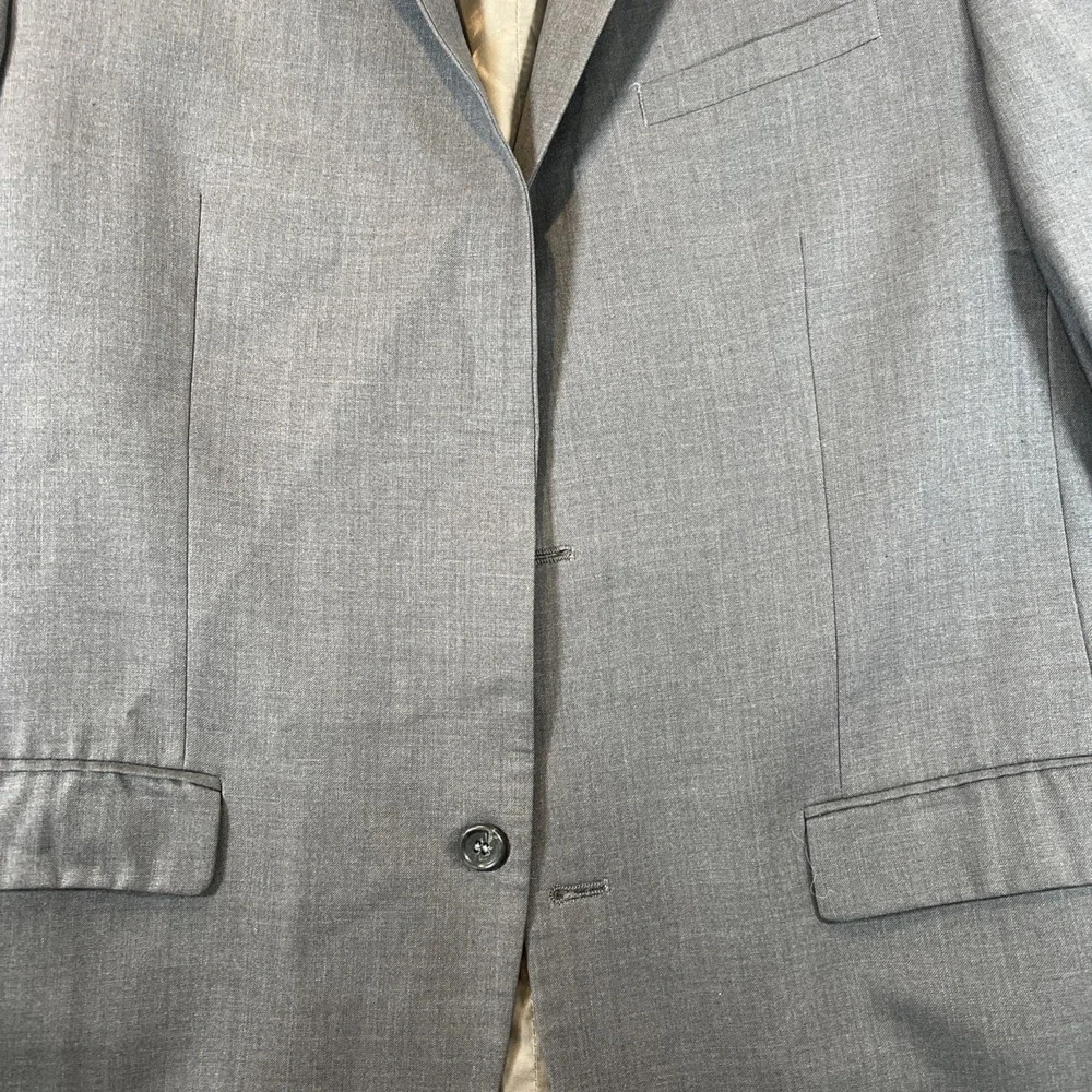 Joseph Abboud Suit Jacket Gray Wool Blazer Mens Size 40L Classic *missing button